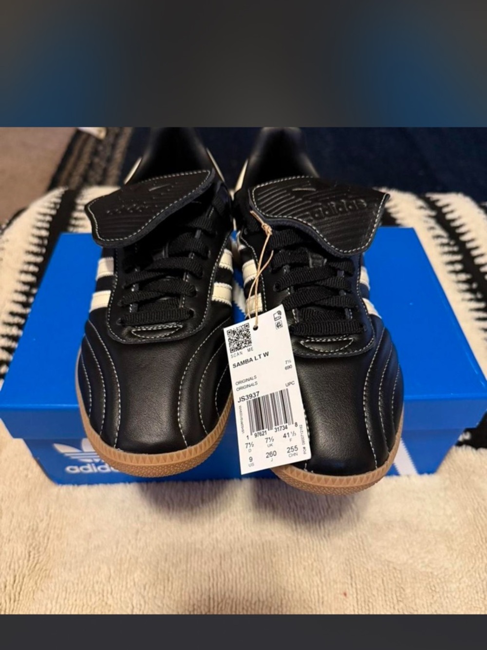 adidas Black & White Samba LTW Sneakers with Gum Sole